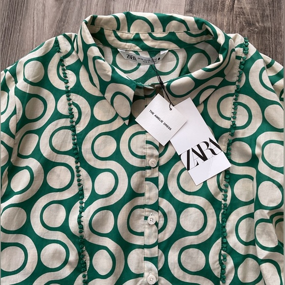 ZARA Green Patterned Women's Dress size XXL - Picture 3 of 7